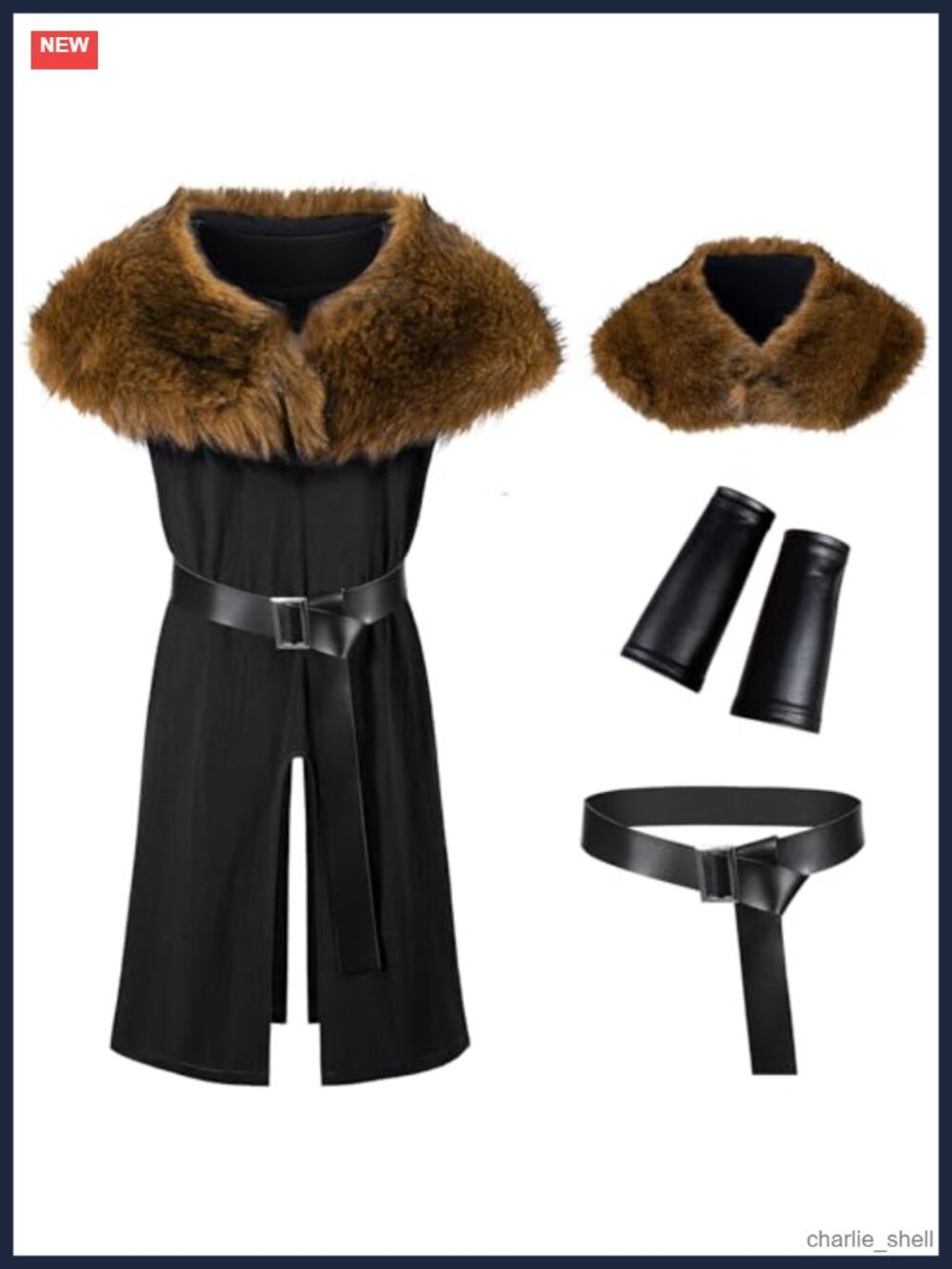 Kids Viking Warrior Costume 4 Piece Set Polyester Knight Robe LARP